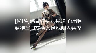 [MP4]满背纹身眼镜妹子近距离特写口交后入抬腿侧入猛操